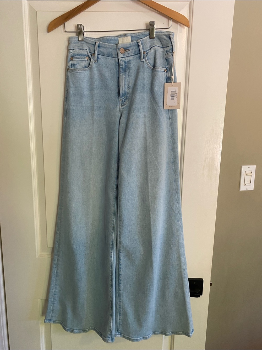 MOTHER Light Blue High-Rise Wide Leg Jeans